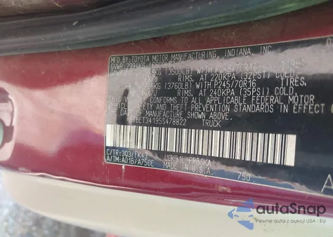 2005 Toyota Tundra Sr5 V8 from USA, damaged, VIN 5TBET34195S478822